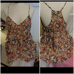 Womens sheer tank top Sz Medium flower print All The Colors MIMI CHICA